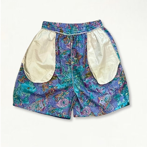 Vintage 1990s Colorful Geometric Fish Print 100% Nylon Swim Trunks Size Large - Picture 14 of 14